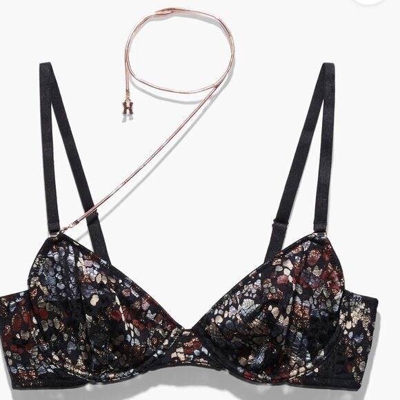 Savage X Fenty Cold-Hearted Snake Lace Unlined Demi Bra 42DD‎ NWT IN PACKAGING - Picture 3 of 6